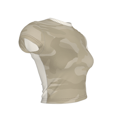 Camo Cropped Sleeve T-Shirt Half 'n Half