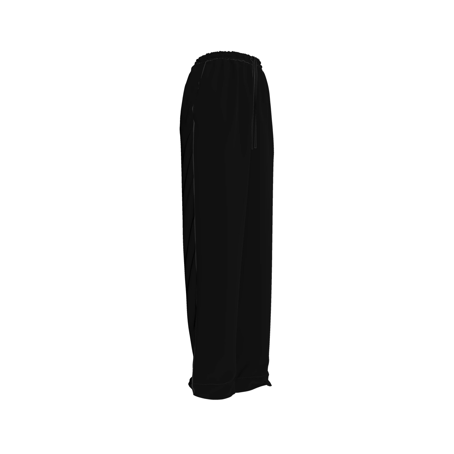 Draw String Pajama Pants in Pure Black Pima Cotton Poplin