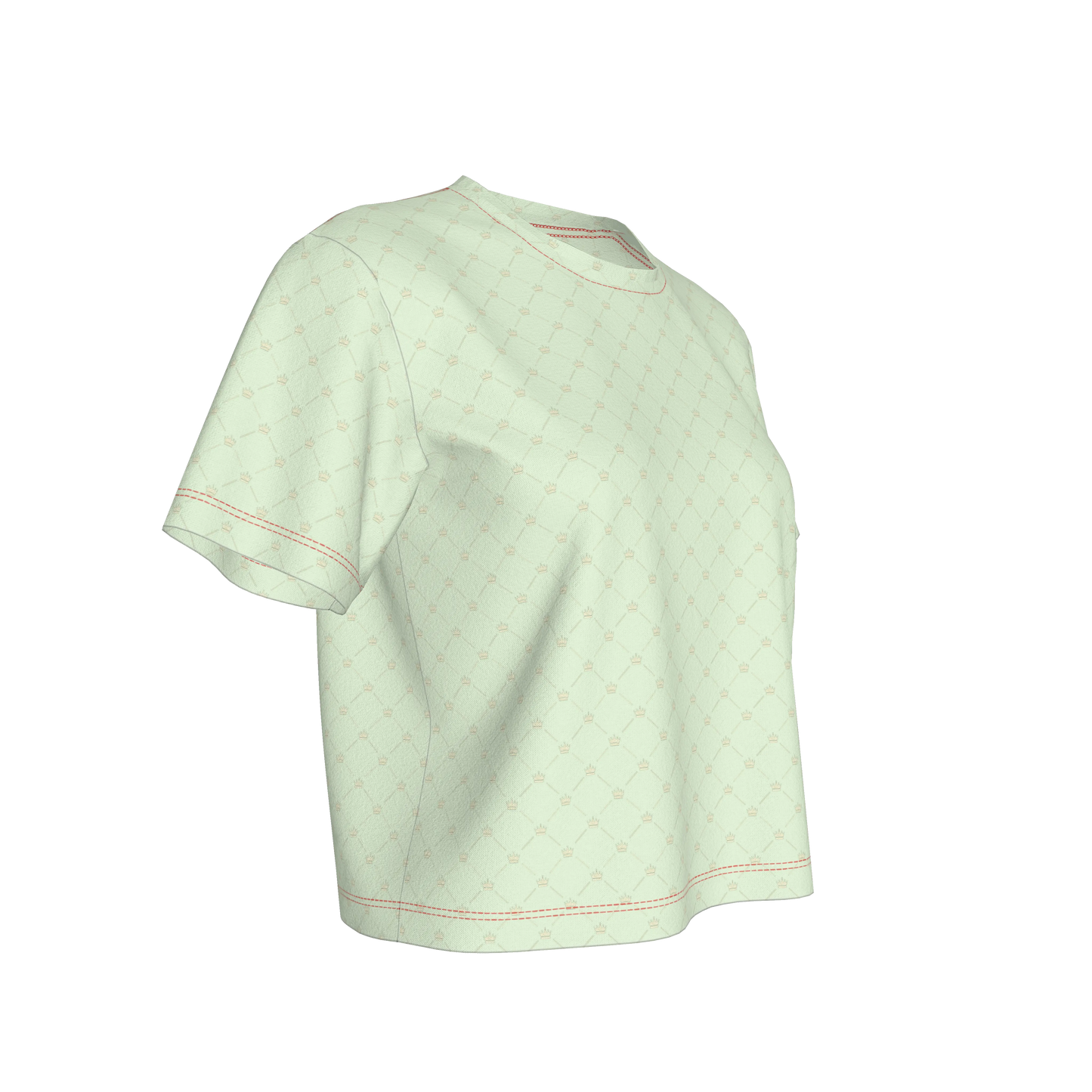 Crown and Lines Light Green Women’s Cropped T-Shirt