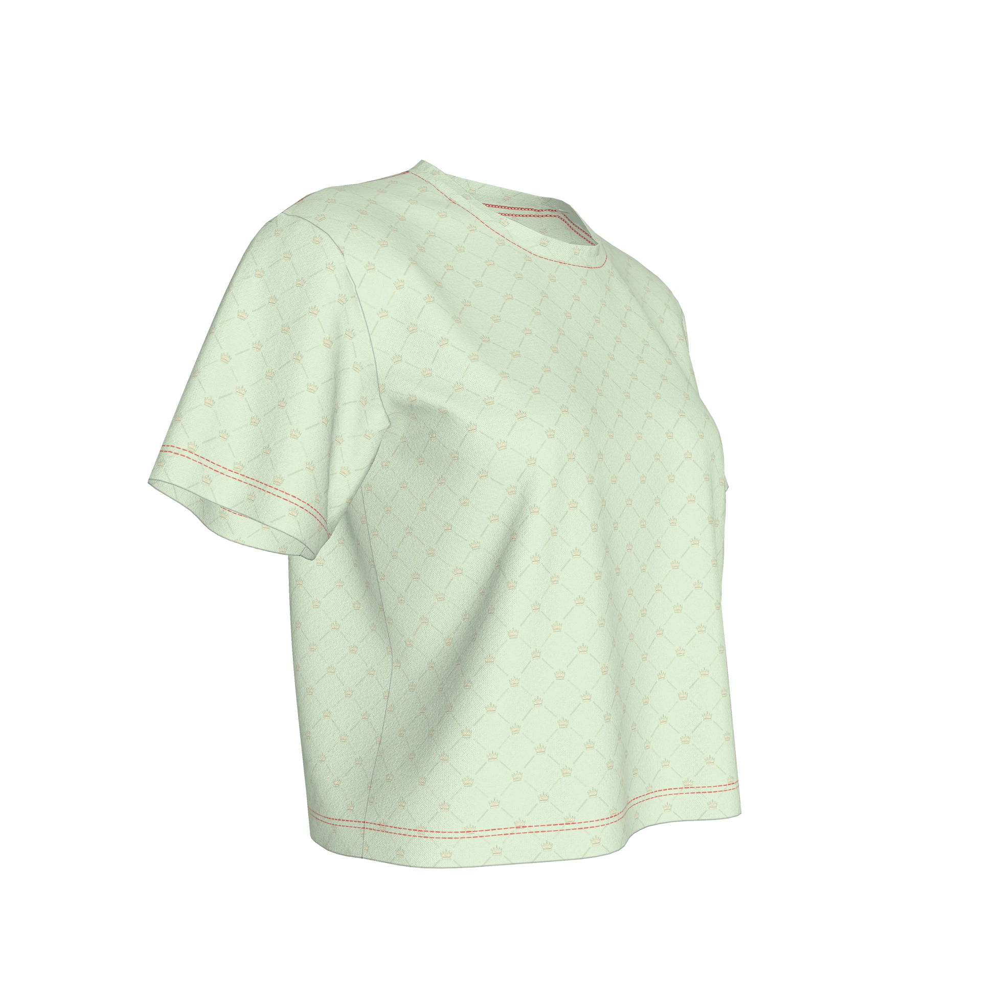 Crown and Lines Light Green Women’s Cropped T-Shirt