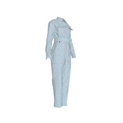 Lightweight Button Front Jumpsuit in Brushed Organic Cotton Twill