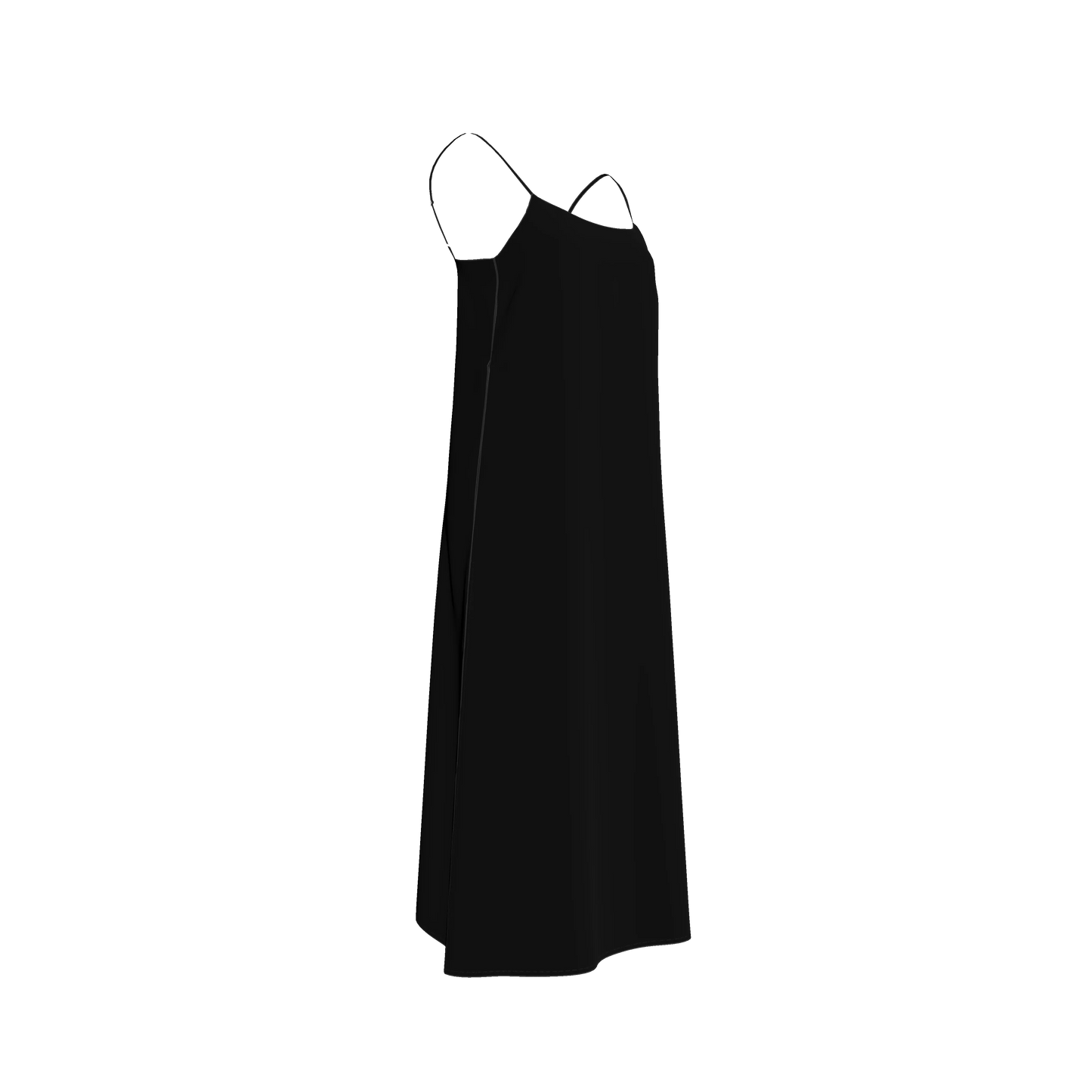 Pure Black Slip Dress in Ecovero Viscose Crepe