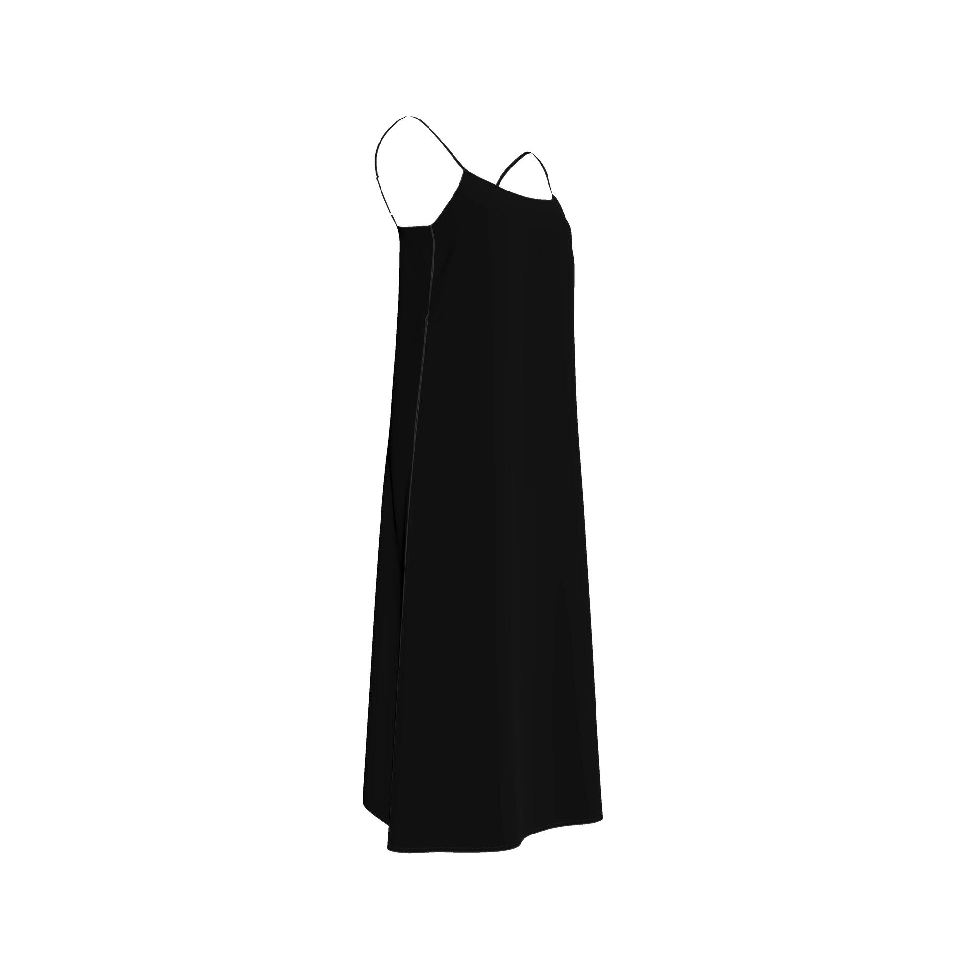 Pure Black Slip Dress in Ecovero Viscose Crepe