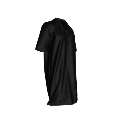 Camp Collar Dress in Pure Black Ecovero Viscose Crepe