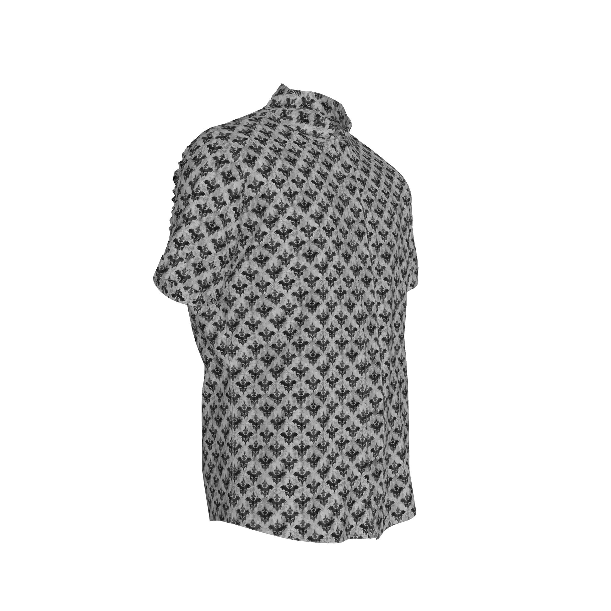 Bat Damask Short Sleeve Casual Shirt