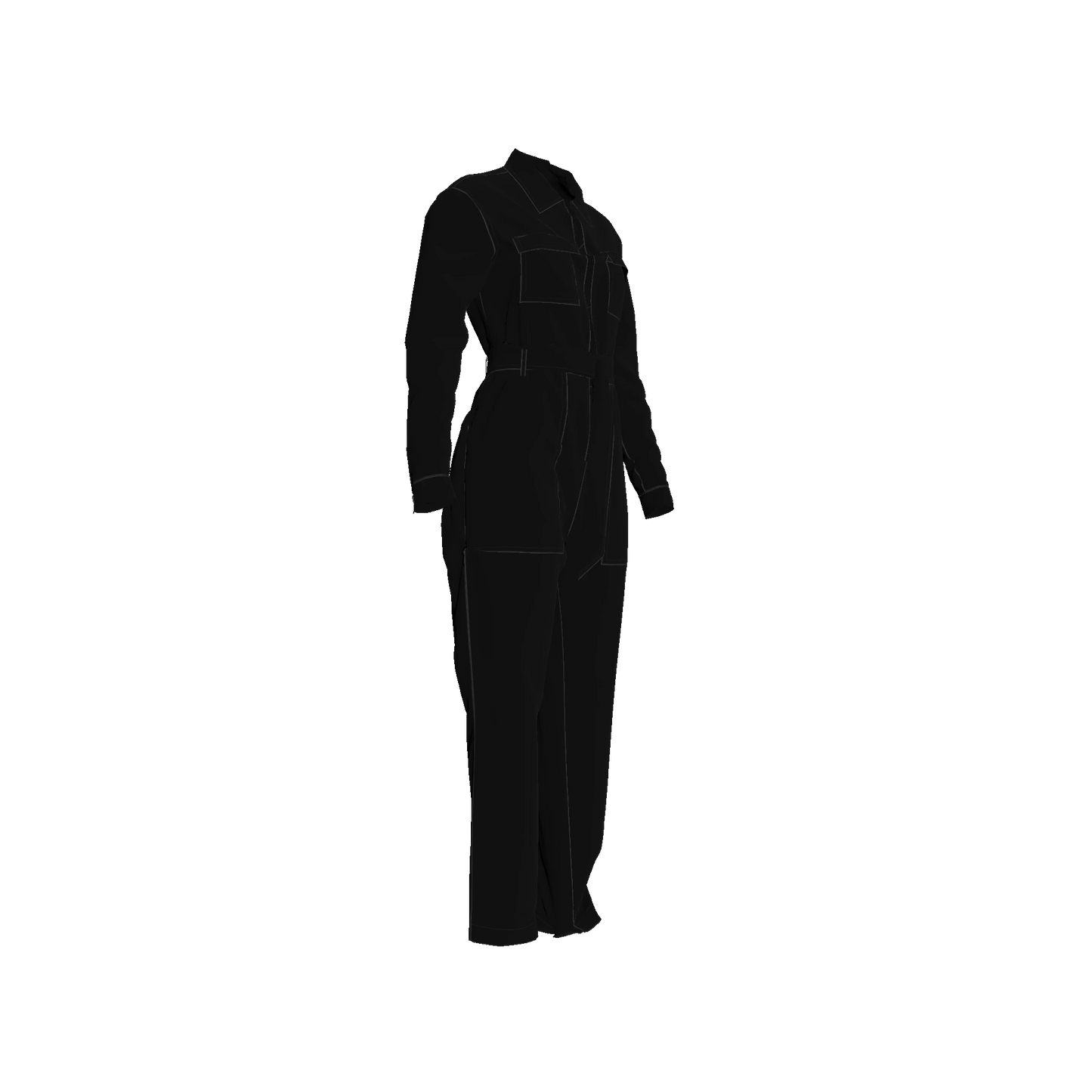 Relax Fit Woven Jumpsuit in Pure Black Pima Cotton Poplin