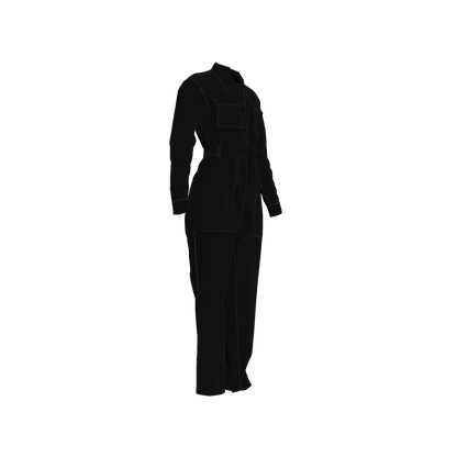 Relax Fit Woven Jumpsuit in Pure Black Pima Cotton Poplin