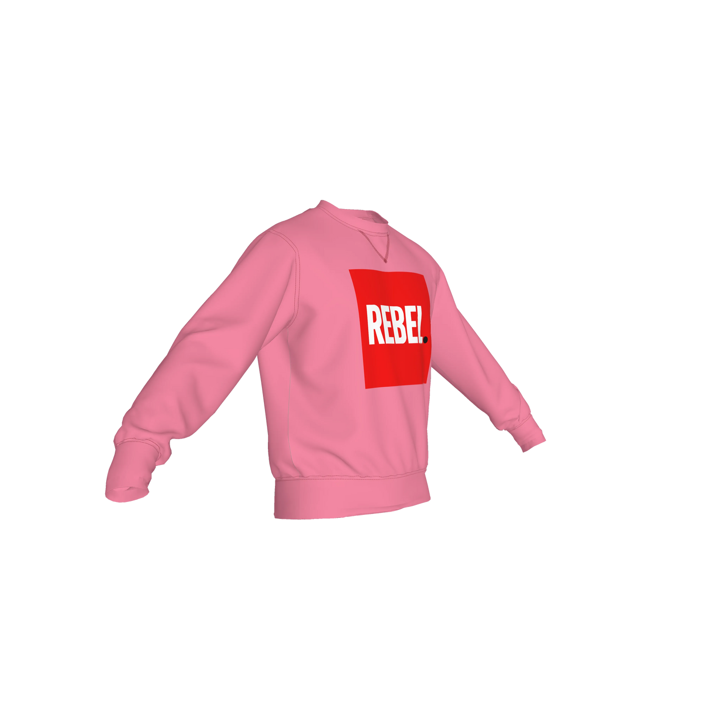 Crew Neck Sweatshirt with Inset V – "REBEL" Graphic