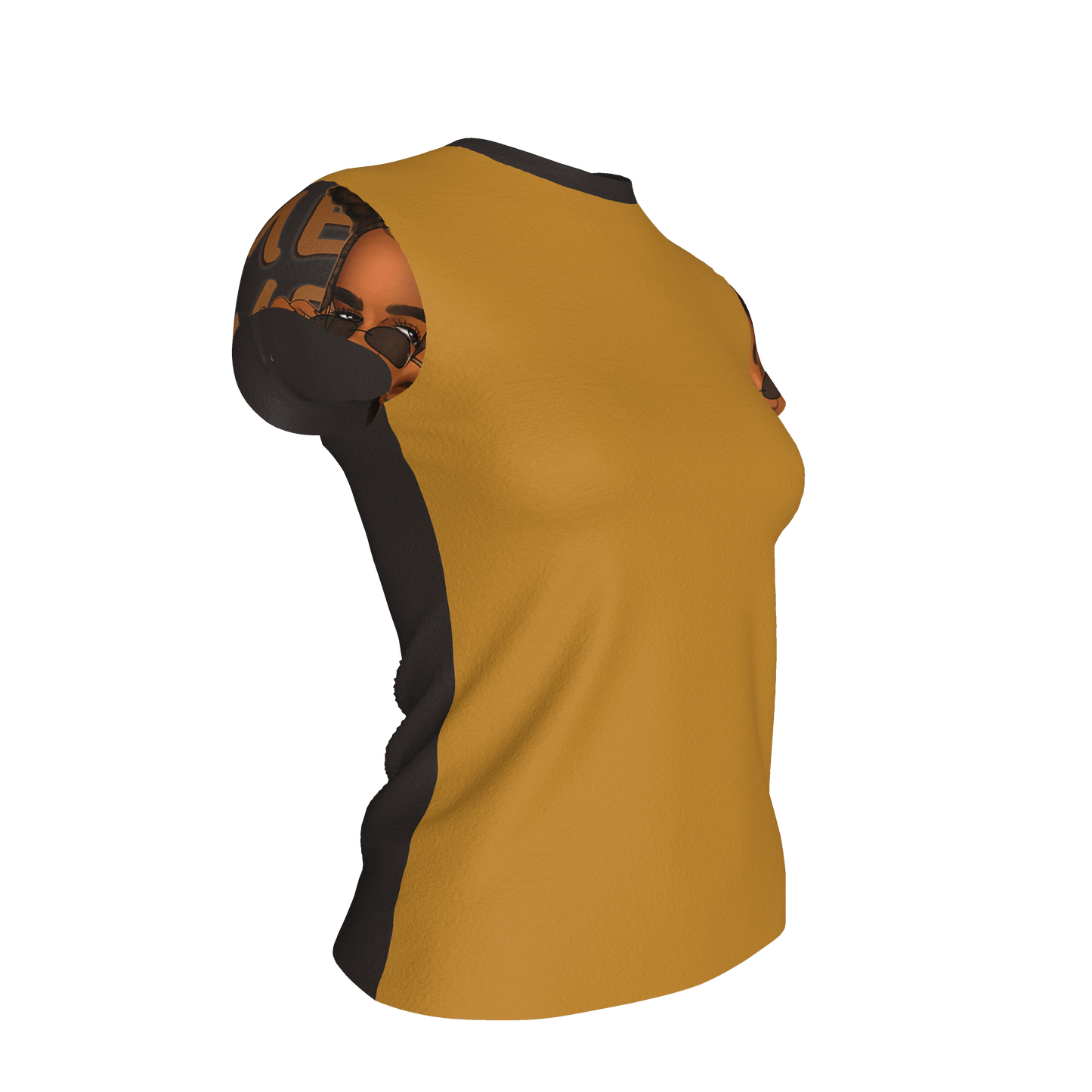 Signature Short Sleeve T-Shirt in Ochre Cotton-Spandex Jersey