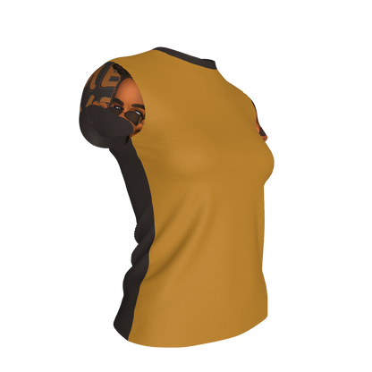 Signature Short Sleeve T-Shirt in Ochre Cotton-Spandex Jersey