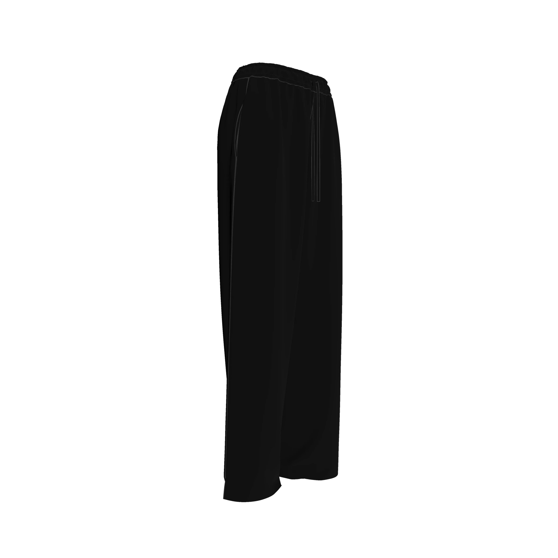 Knit Elastic Waist Draw String Pant in Pure Black Rayon French Terry