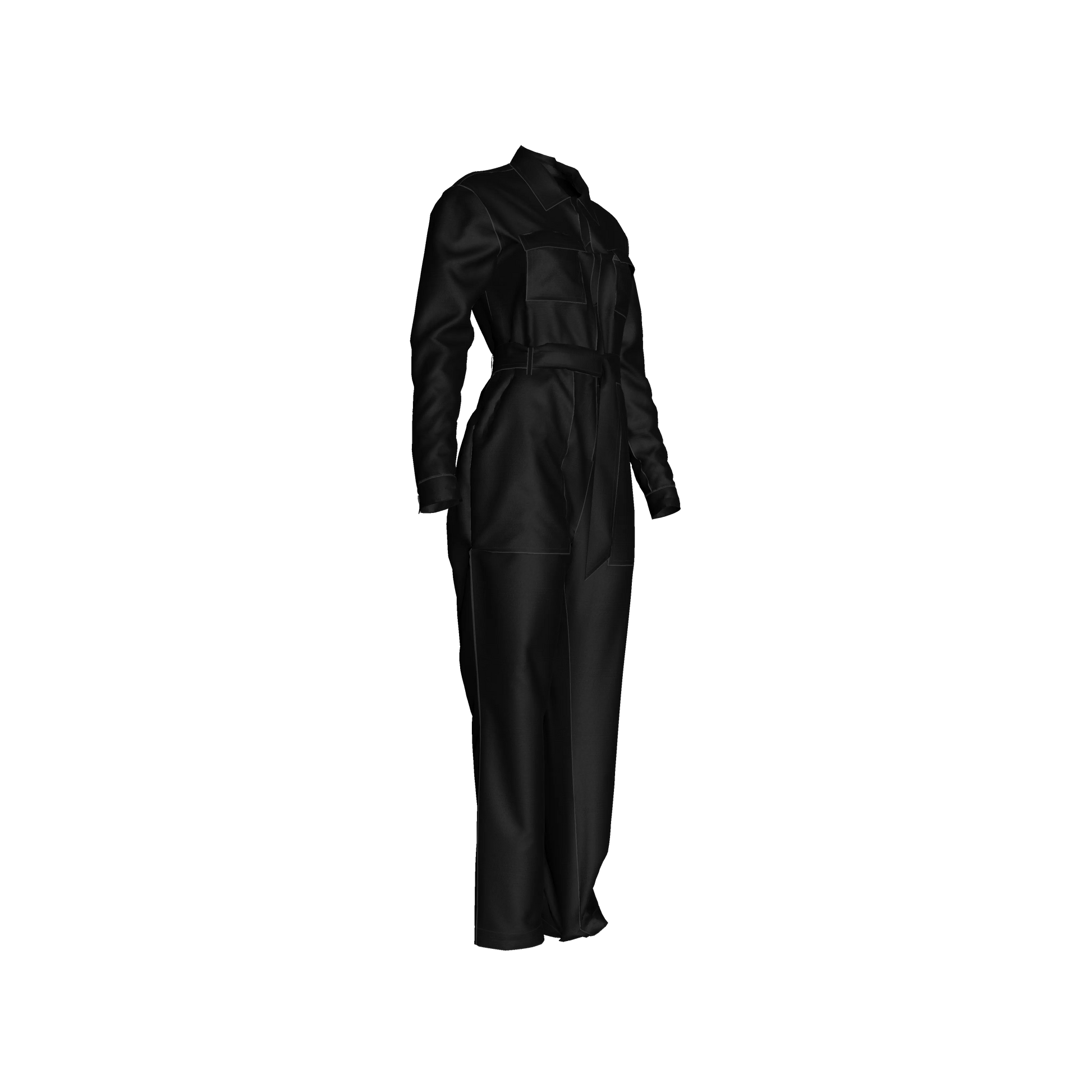 Relax Fit Woven Jumpsuit in Pure Black Ecovero Viscose Crepe