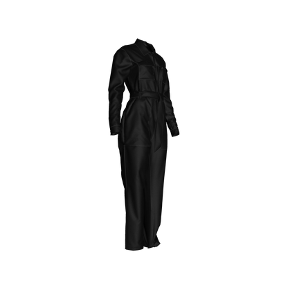 Relax Fit Woven Jumpsuit in Pure Black Ecovero Viscose Crepe