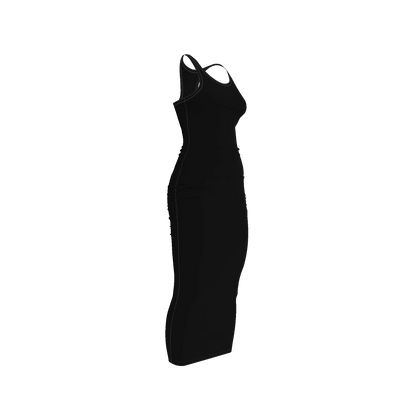 Racerback Shirred Tank Dress in Cotton-Spandex Jersey