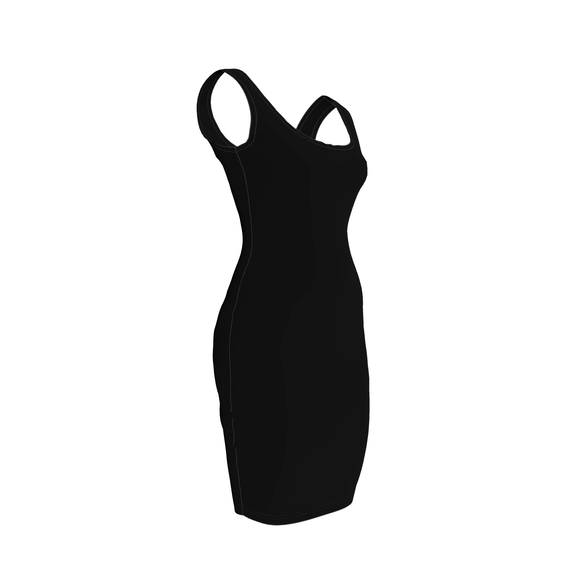 Body Con Tank Dress in Pure Black Rayon French Terry