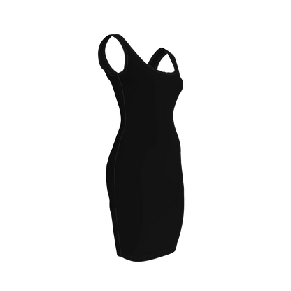 Body Con Tank Dress in Pure Black Rayon French Terry