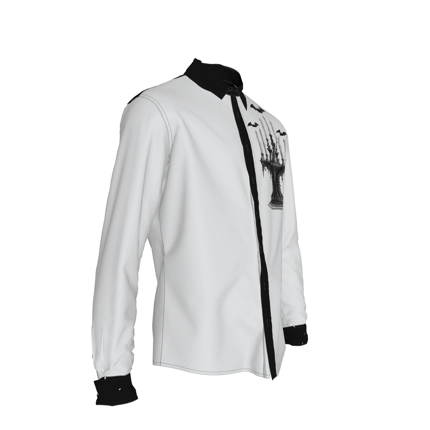 Gothic Candle Shirt with Flying Bats