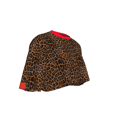 Leopard Print Crop T-shirt in Organic Cotton Jersey