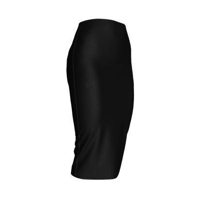 Body Con Knit Skirt in Pure Black Cotton-Spandex Lightweight Jersey