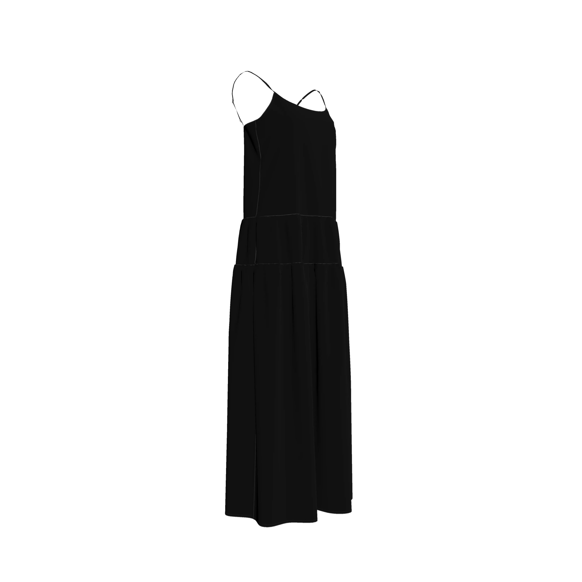 The Exponential Maxi Dress in Pure Black Pima Cotton Poplin