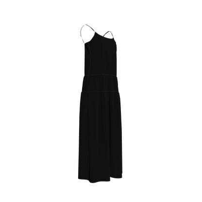 The Exponential Maxi Dress in Pure Black Pima Cotton Poplin