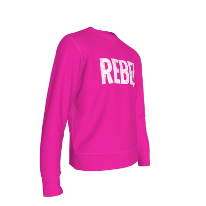 Tailored Crewneck Sweatshirt in Bold Pink "REBEL" Print