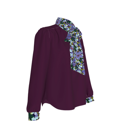 Women's Bow Blouse (purple/floral)