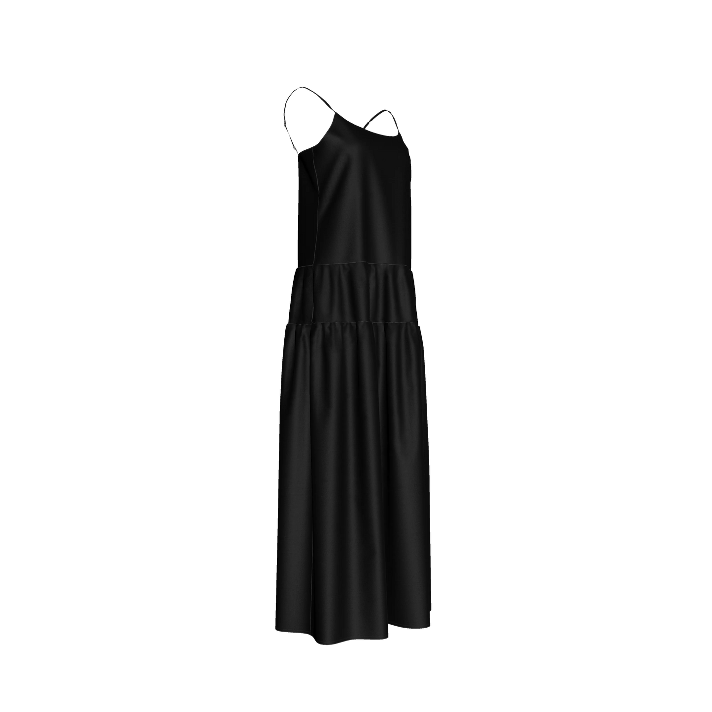 The Exponential Maxi Dress in Pure Black Ecovero Viscose Crepe