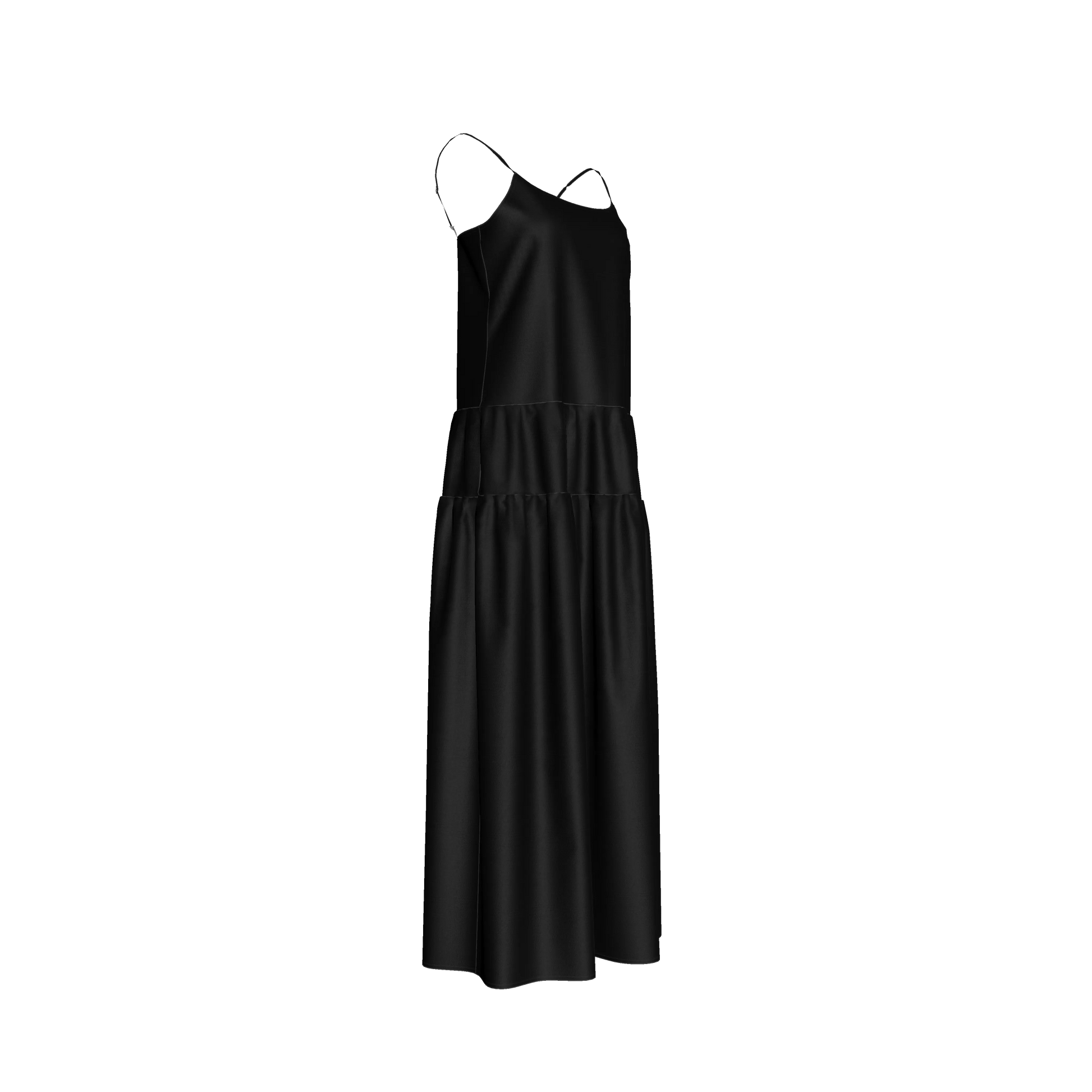 The Exponential Maxi Dress in Pure Black Ecovero Viscose Crepe