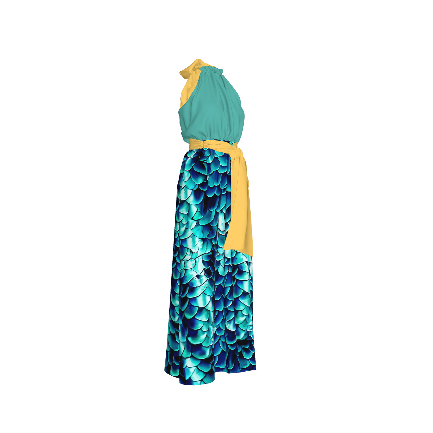 Elastic Waist Halter Maxi in Pima Cotton Poplin