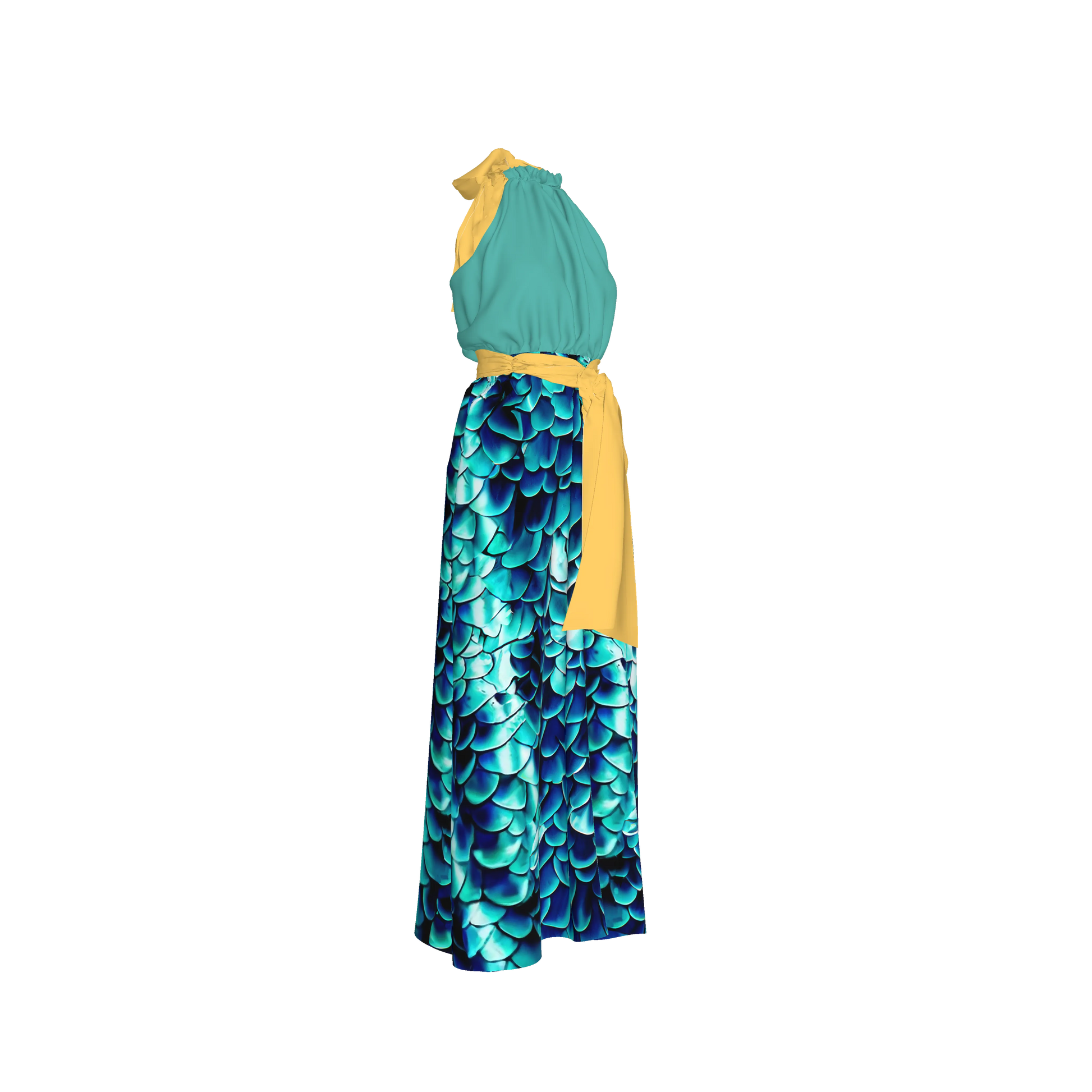 Elastic Waist Halter Maxi in Pima Cotton Poplin