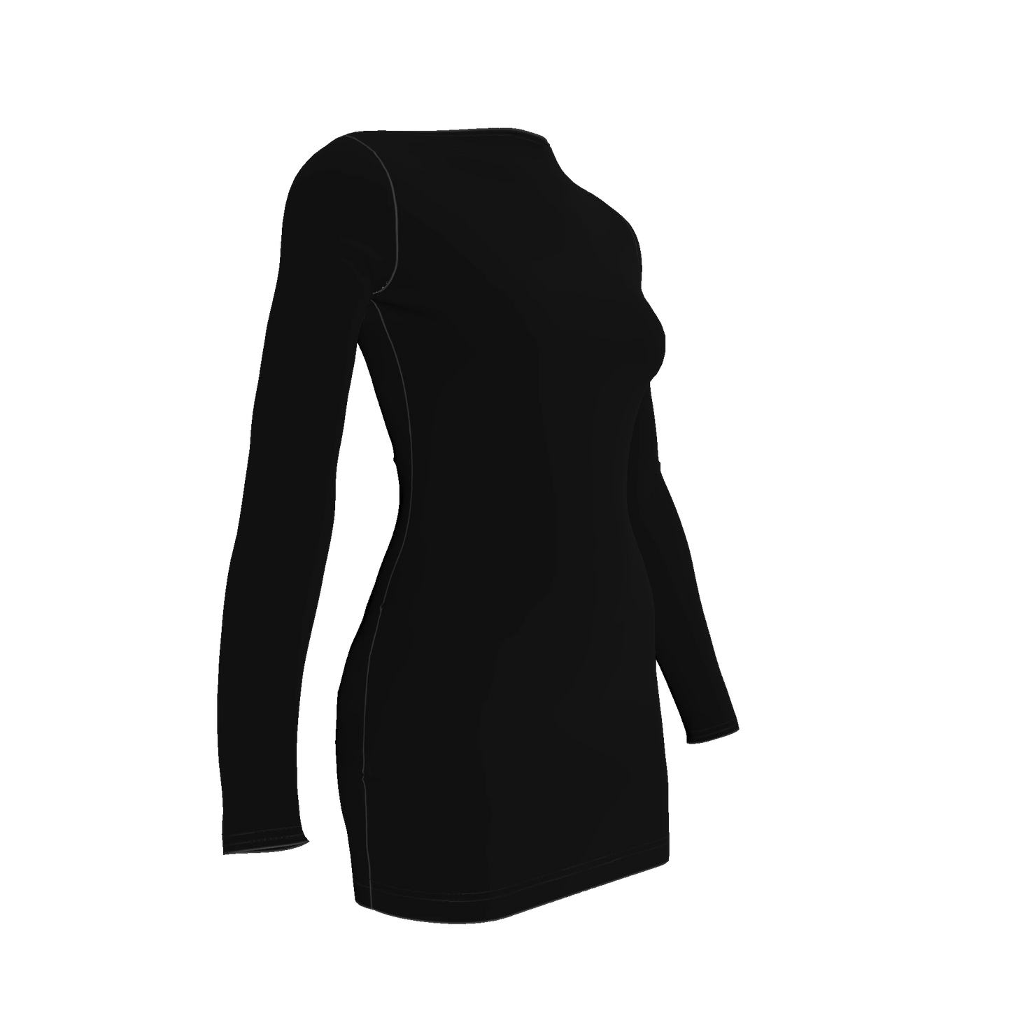 Mini Dress With Scooped Back in Pure Black Cotton Spandex Lightweight Jersey