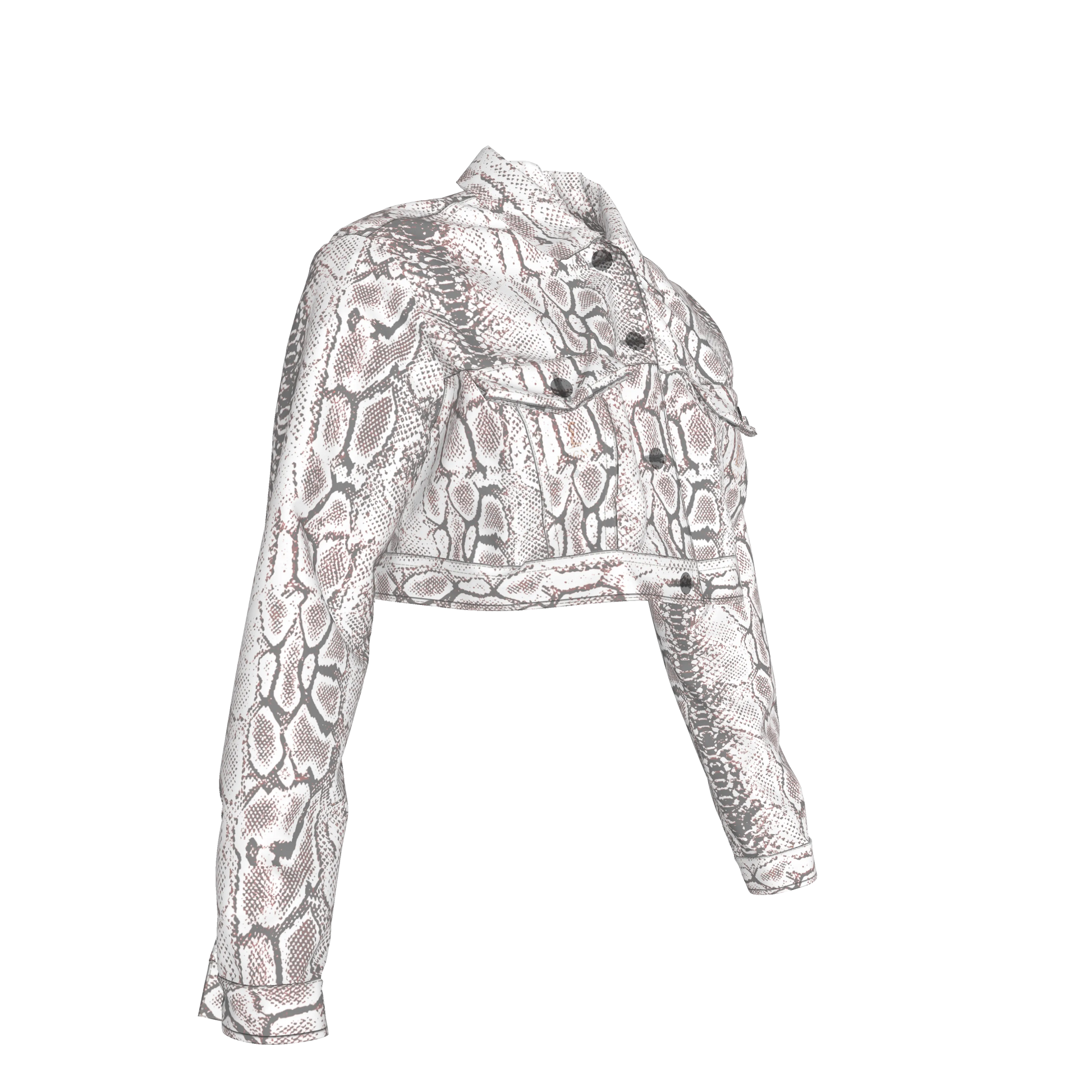 L'EGNA RISING SNAKESKIN Cropped Jean Jacket