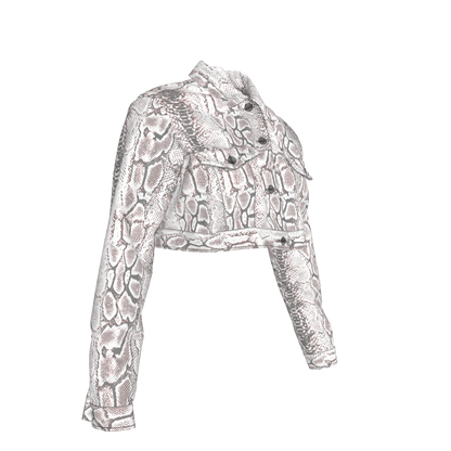 L'EGNA RISING SNAKESKIN Cropped Jean Jacket