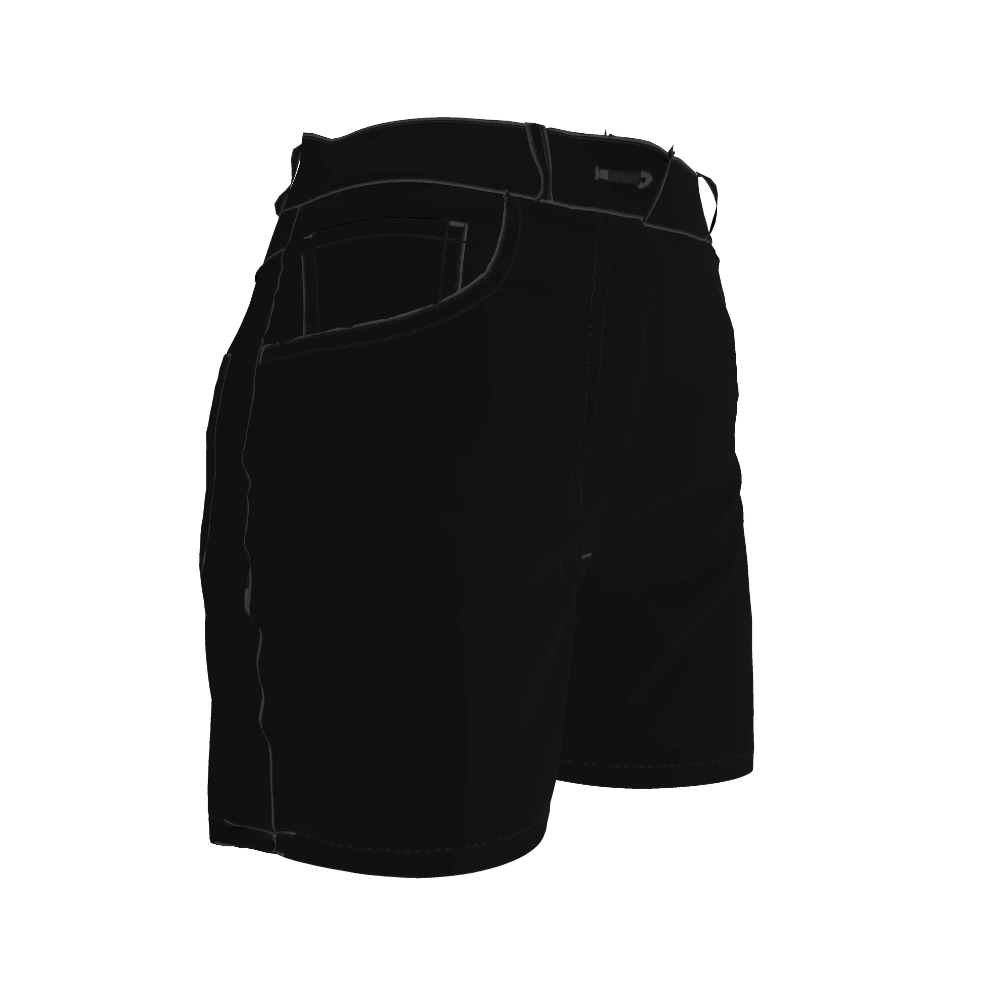 Regular Jeans Short in Pure Black Heavy Stretch Cotton Twill