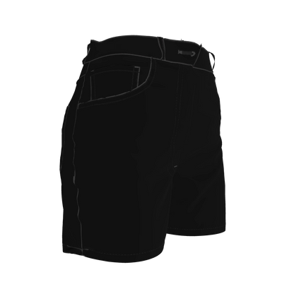 Regular Jeans Short in Pure Black Heavy Stretch Cotton Twill