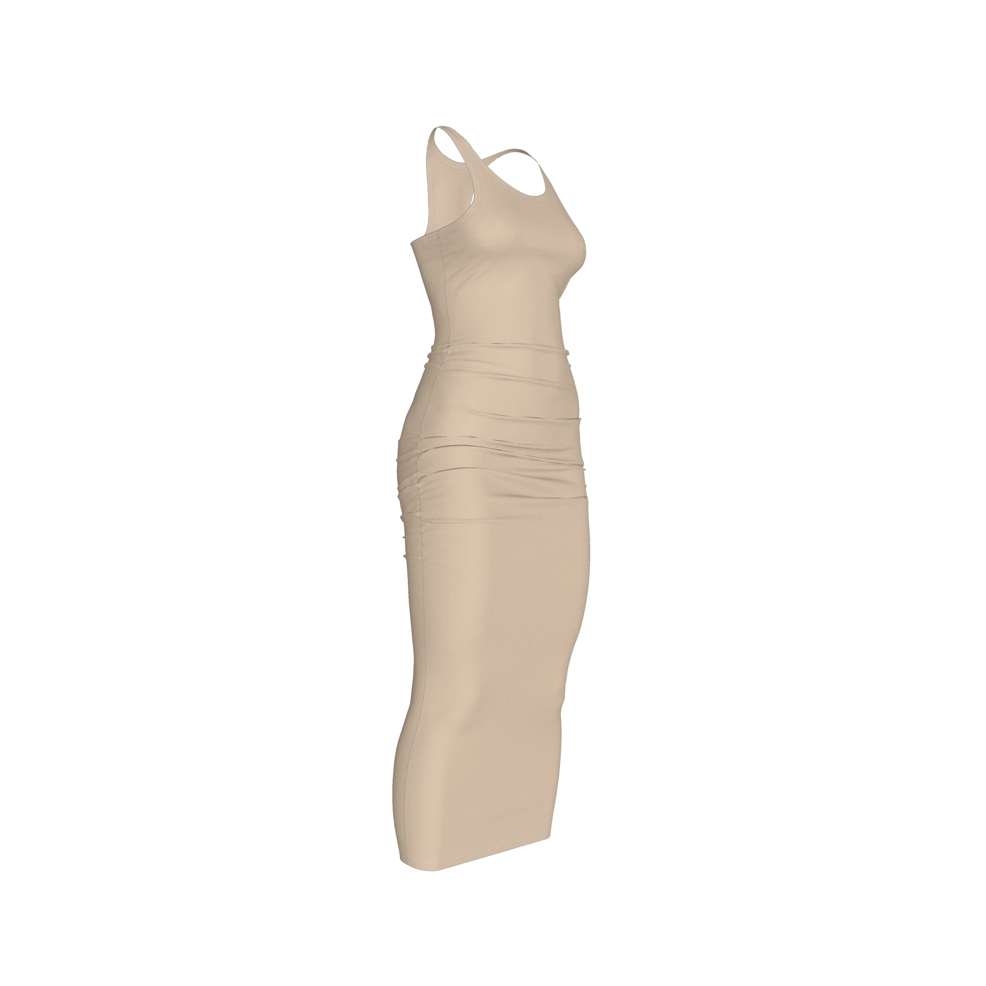 Racerback Shirred Tank Dress in Cotton-Spandex Jersey
