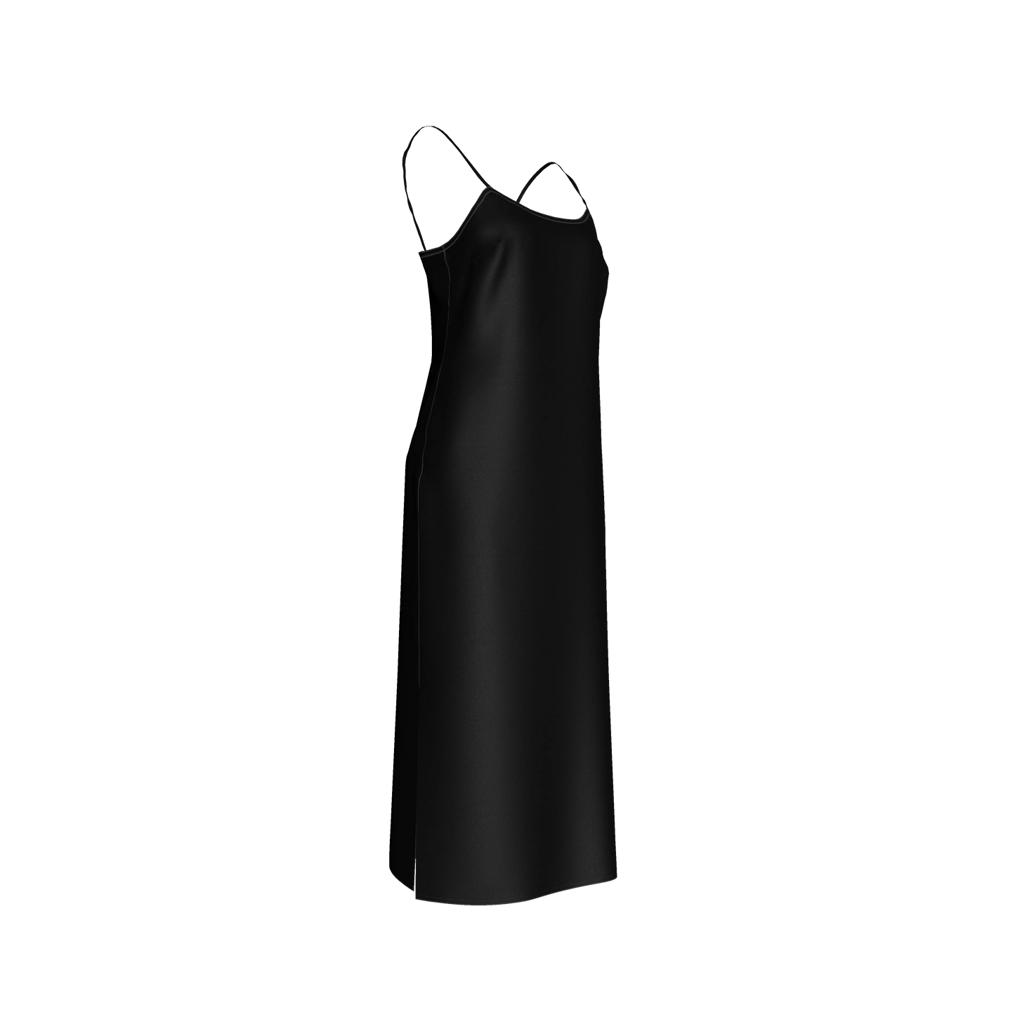 Darted Slip Dress in Pure Black Ecovero Crepe