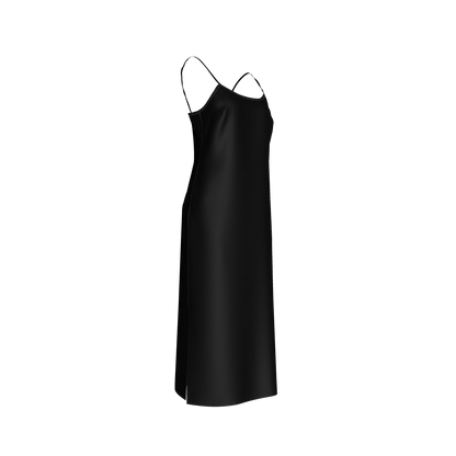 Darted Slip Dress in Pure Black Ecovero Crepe