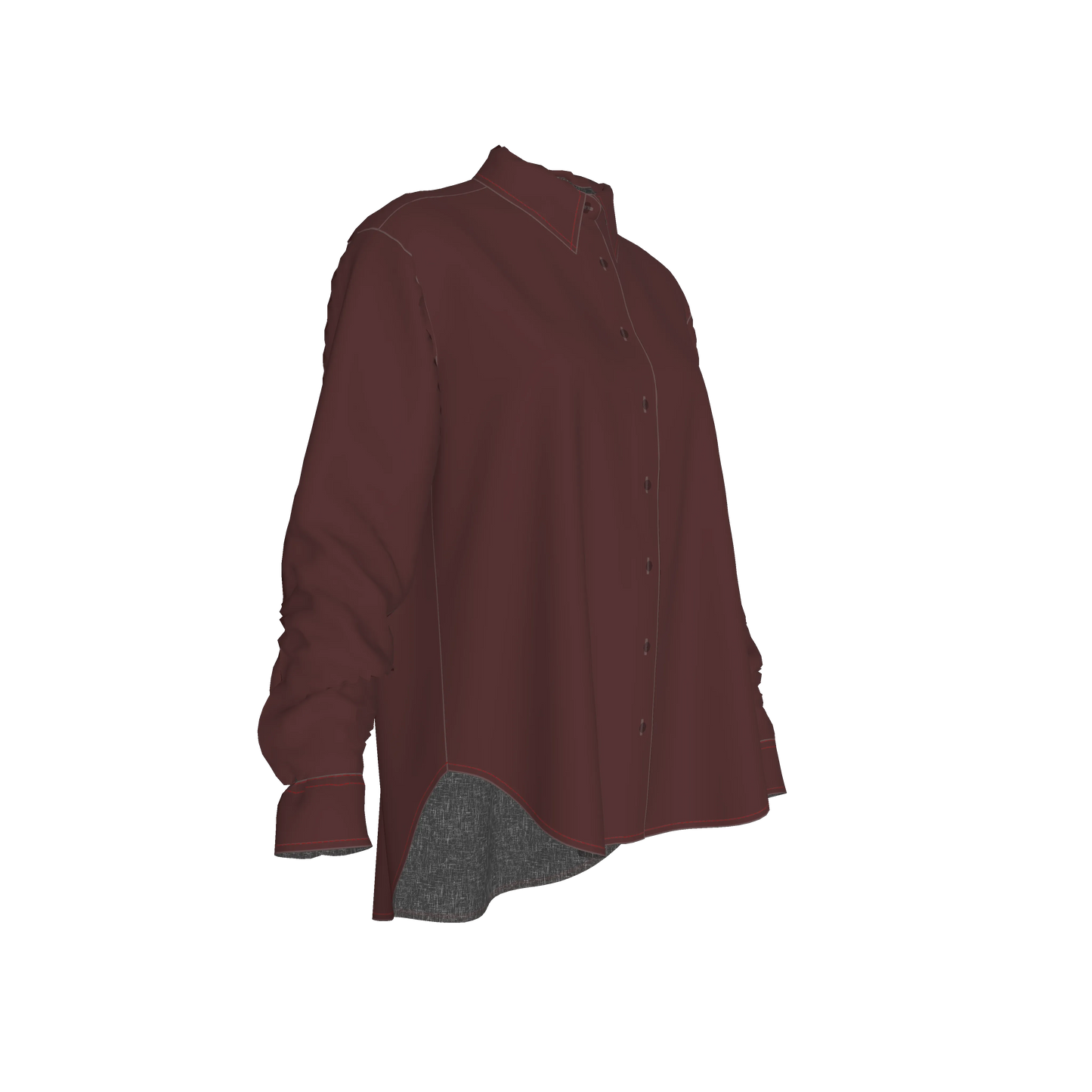 Oversized Organic Cotton Twill Shirt – Deep Wine