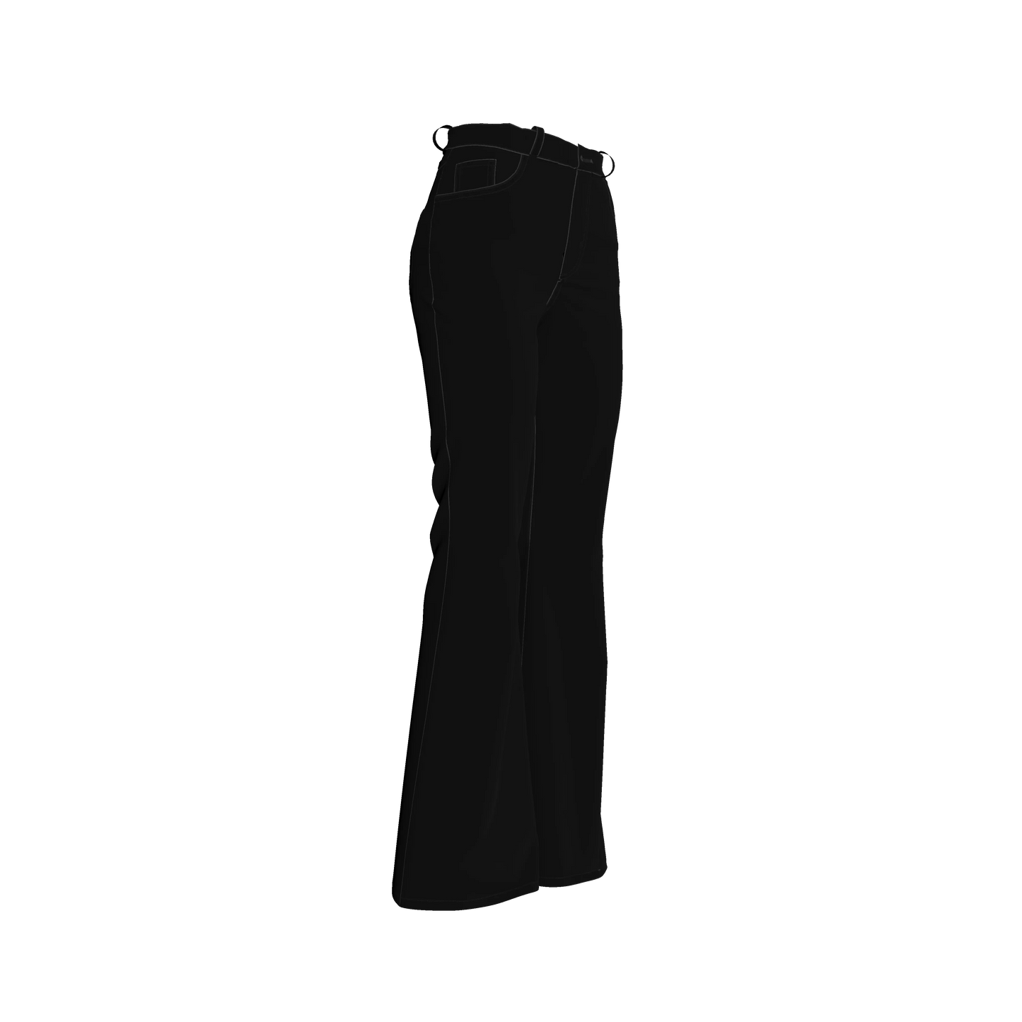 Bell Bottom Jeans in Pure Black Heavy Stretch Cotton Twill