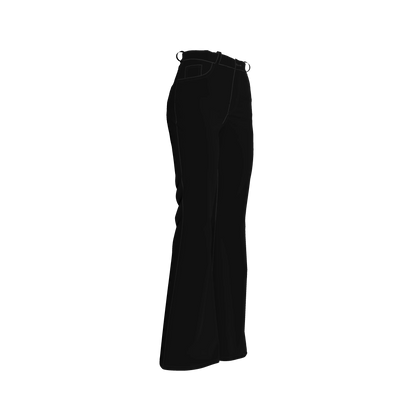 Bell Bottom Jeans in Pure Black Heavy Stretch Cotton Twill