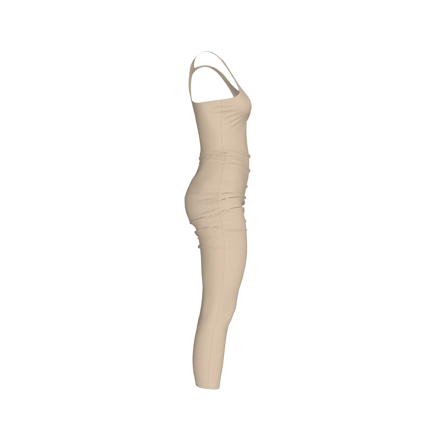 Racerback Shirred Tank Dress in Cotton-Spandex Jersey