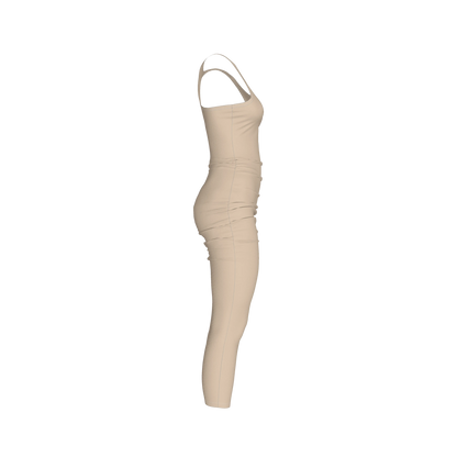 Racerback Shirred Tank Dress in Cotton-Spandex Jersey