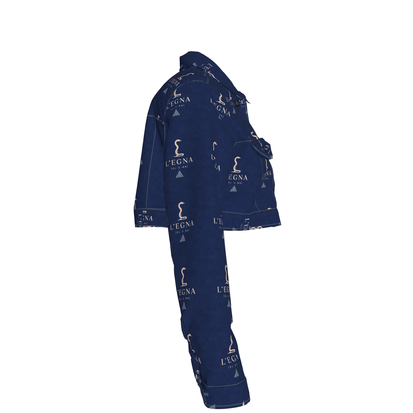 L'EGNA RISING BLUEBLOOD Cropped Jean Jacket (ALL-OVER PRINT)