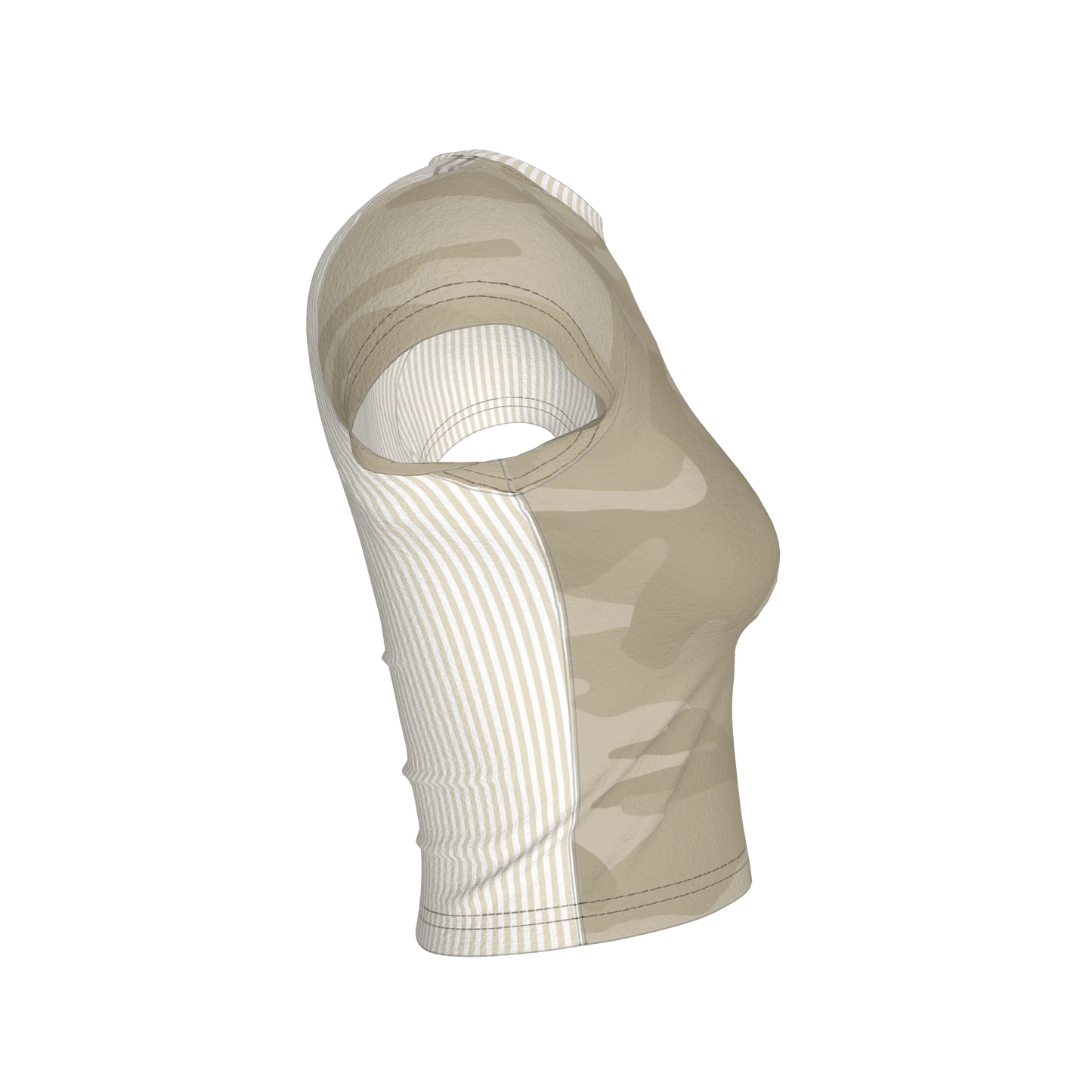 Camo Cropped Sleeve T-Shirt Half 'n Half