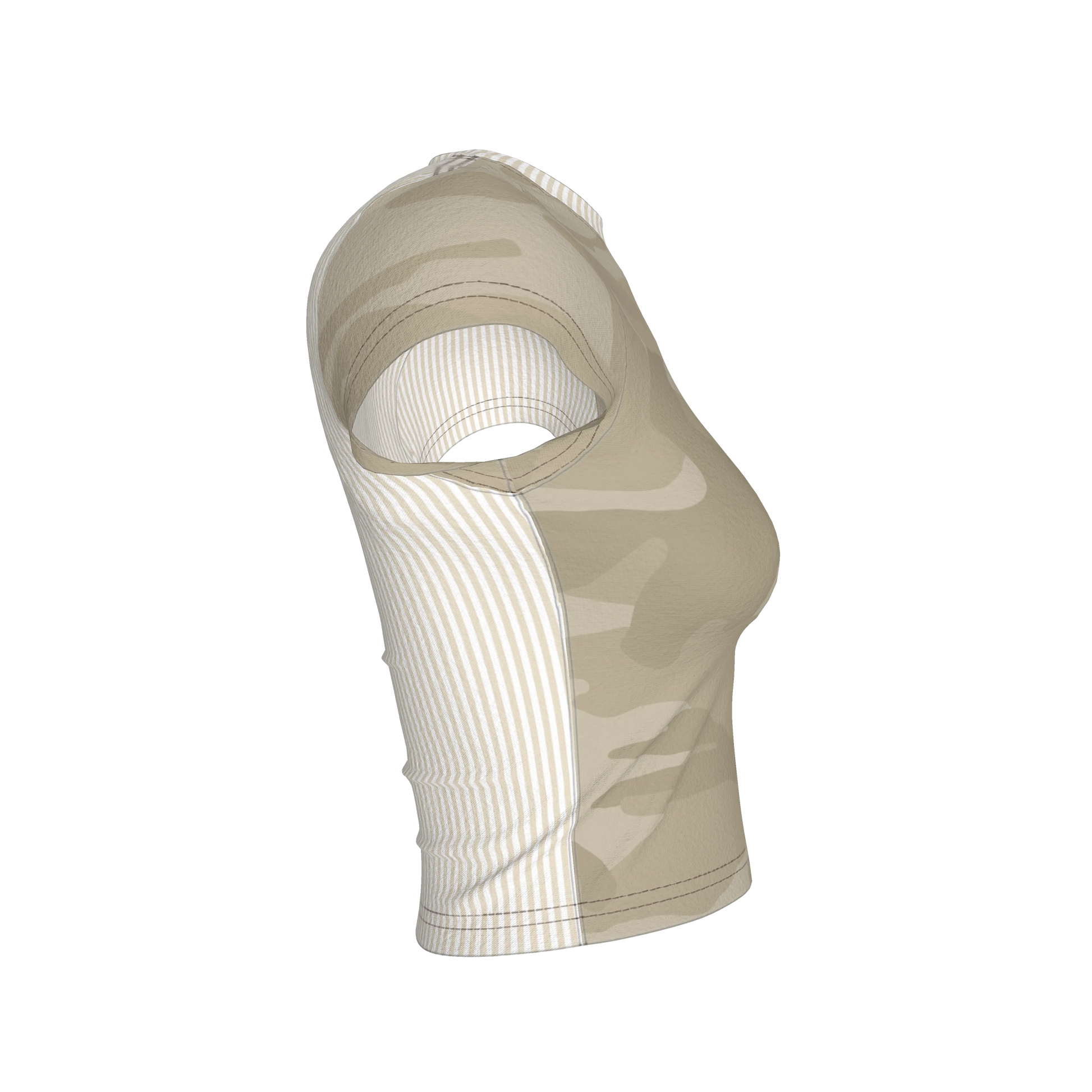 Camo Cropped Sleeve T-Shirt Half 'n Half