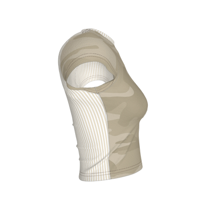 Camo Cropped Sleeve T-Shirt Half 'n Half