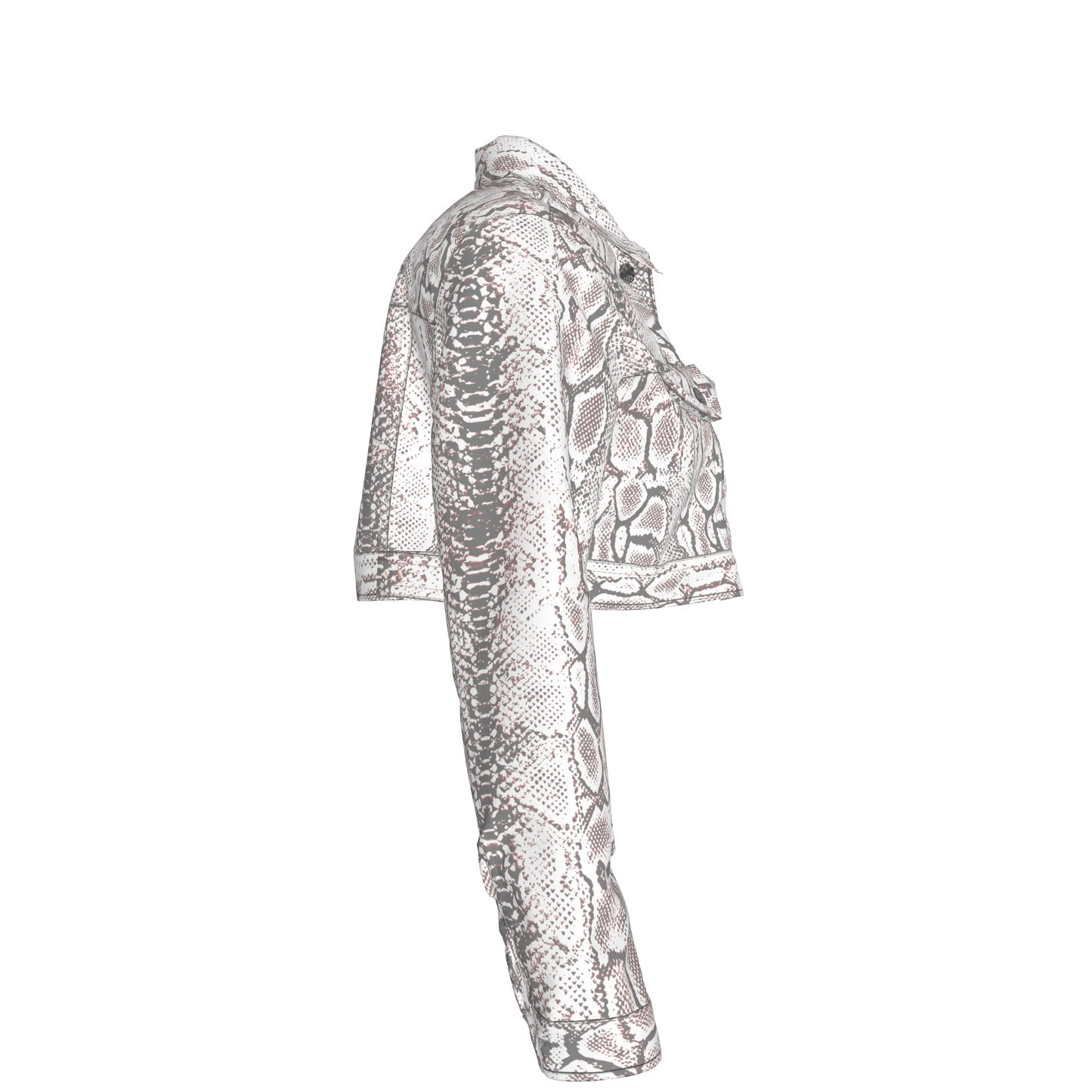 L'EGNA RISING SNAKESKIN Cropped Jean Jacket