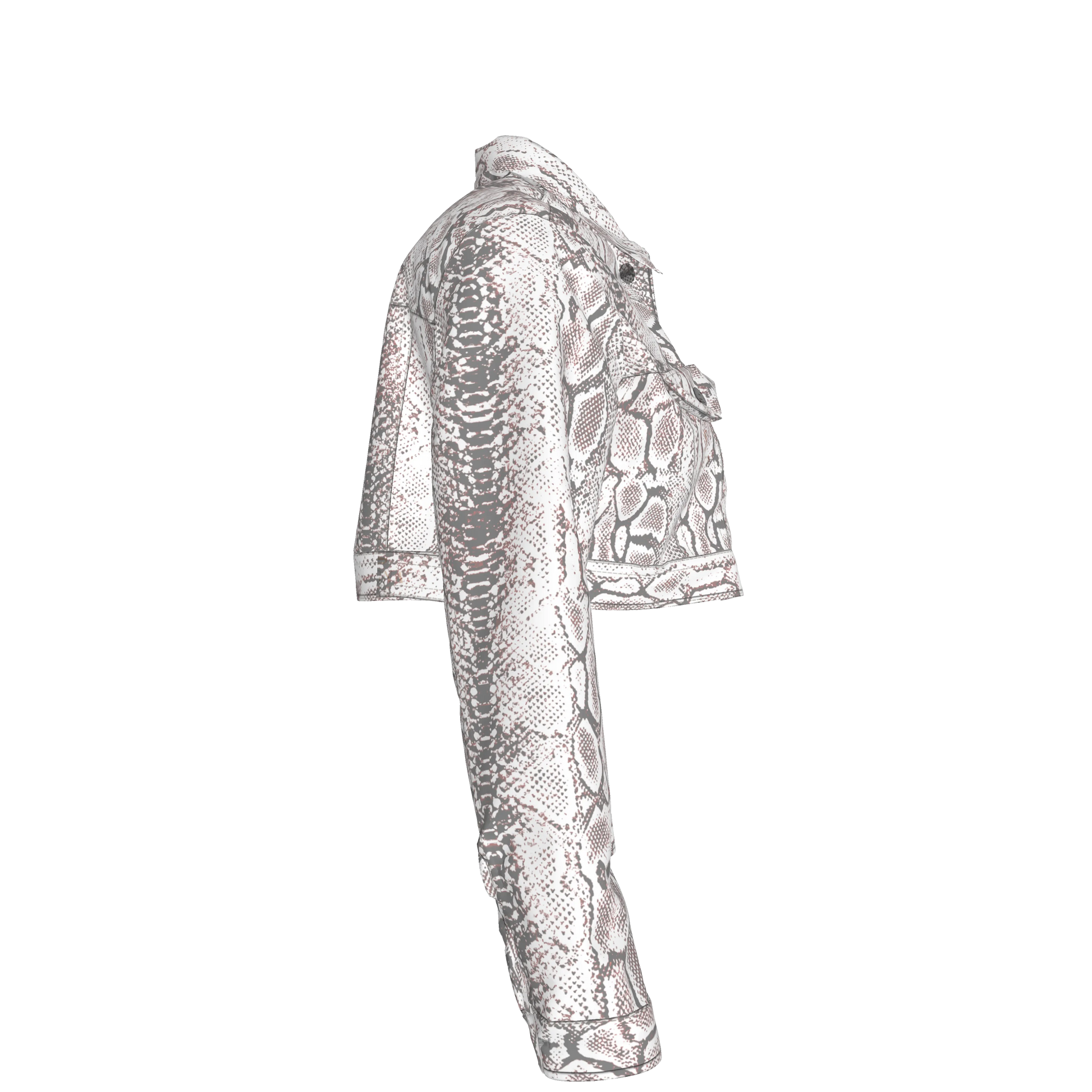 L'EGNA RISING SNAKESKIN Cropped Jean Jacket